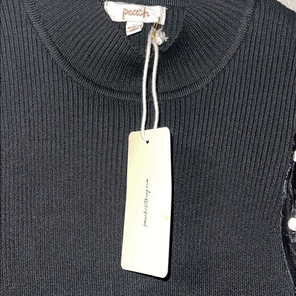 Peach Black Gold Long Sheer with Gold Sleeve Top - Picture 7 of 12